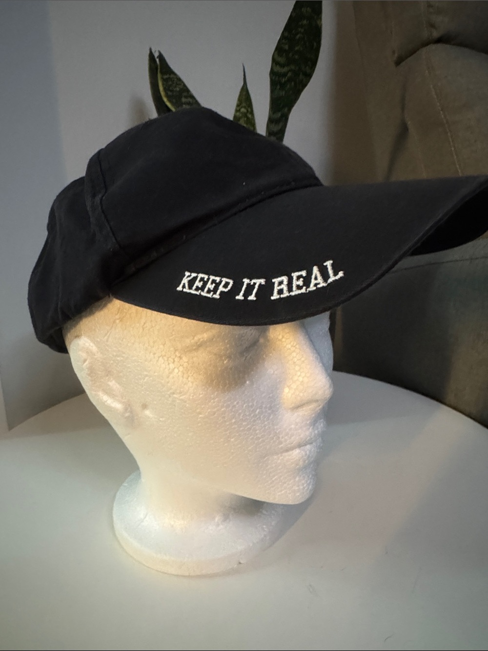 Ardene Black Baseball Cap with White 'KEEP IT REAL' Embroidery